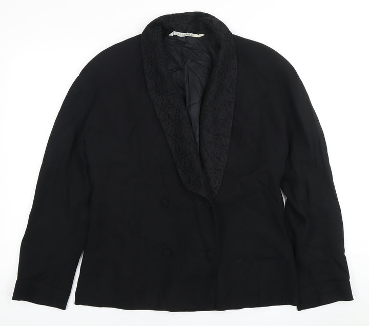 Laura Ashley Women's Black Wool Tuxedo Blazer Size 14