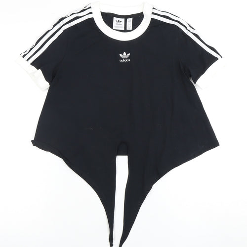 Adidas Women's Black Cropped T-Shirt Size 6