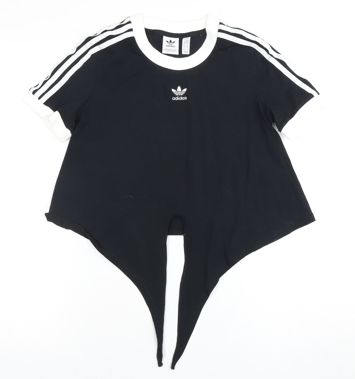 Adidas Women's Black Cropped T-Shirt Size 6