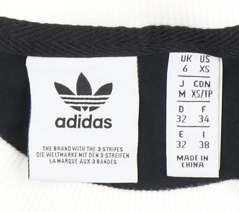 Adidas Women's Black Cropped T-Shirt Size 6