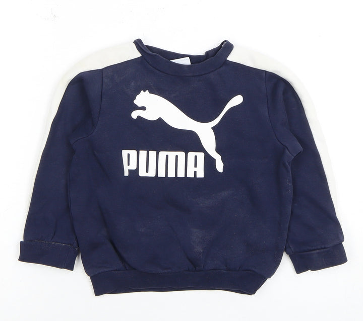 Puma Boys Blue Sweatshirt 2-3 Years Cotton Elastane