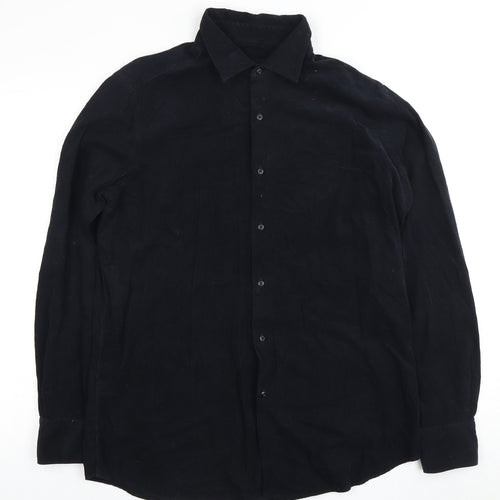 Macannu Dali Men's Black Long Sleeve Cotton Shirt