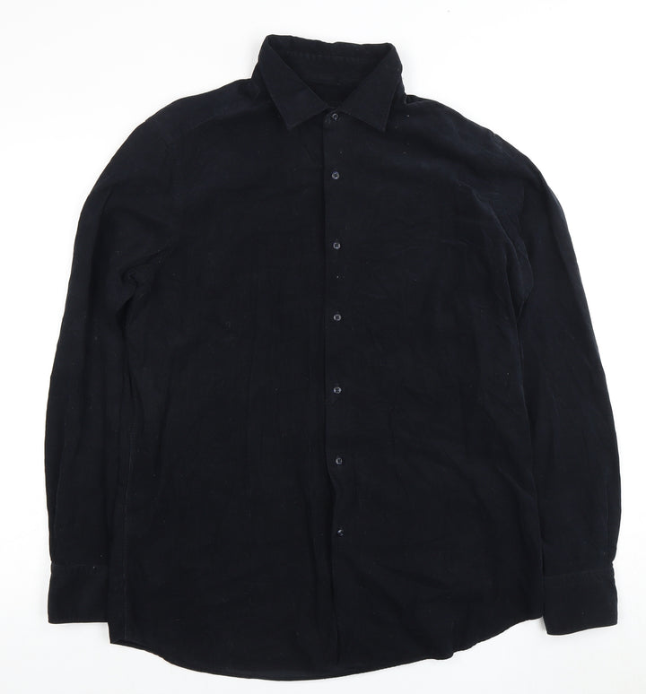 Macannu Dali Men's Black Long Sleeve Cotton Shirt