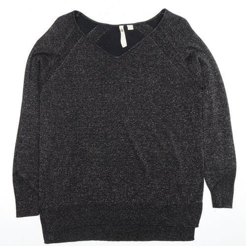 White Stuff Women's Black Viscose Knit Long Sleeve Top UK 8