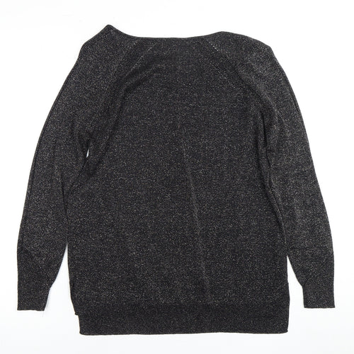 White Stuff Women's Black Viscose Knit Long Sleeve Top UK 8