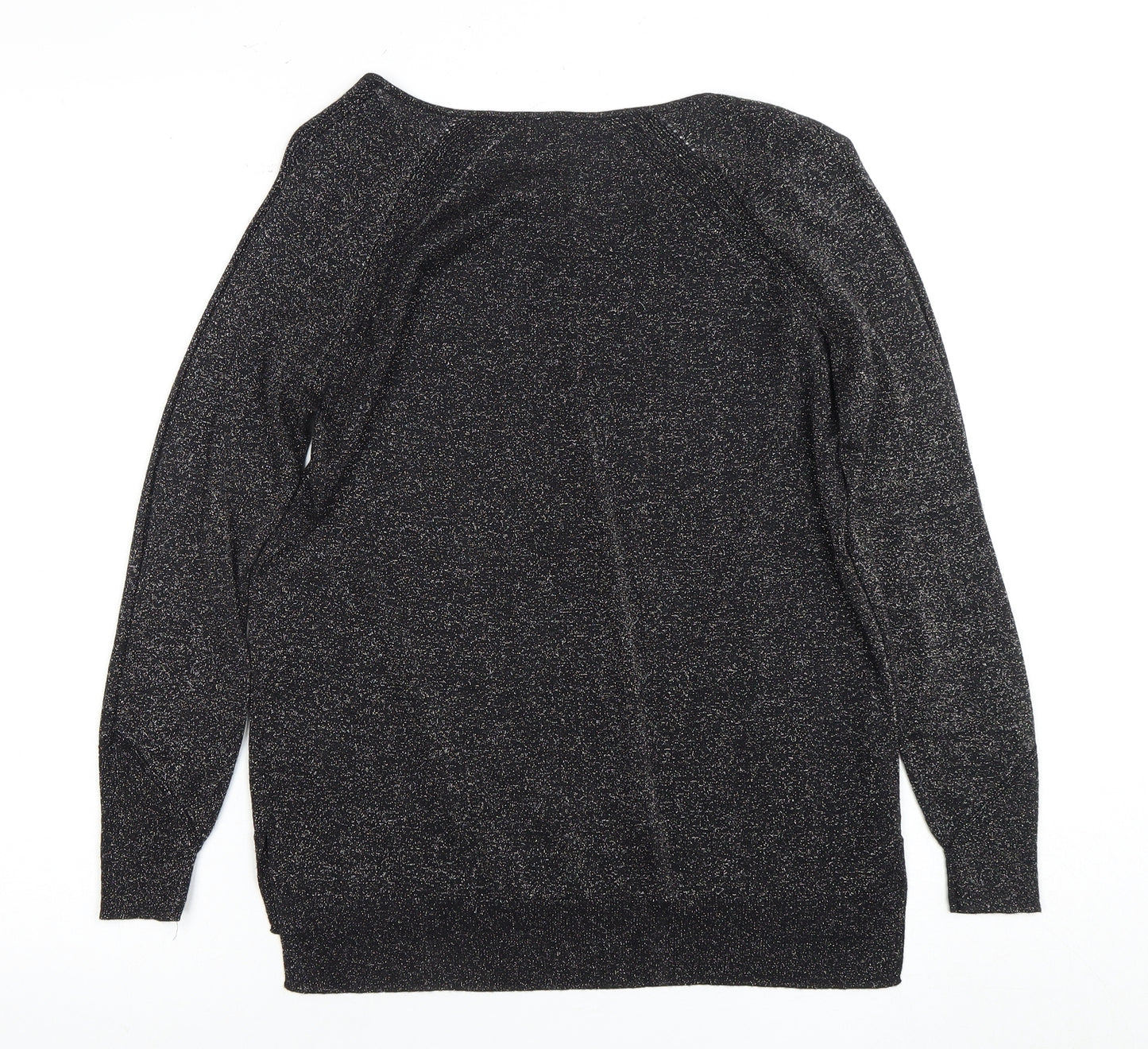 White Stuff Women's Black Viscose Knit Long Sleeve Top UK 8