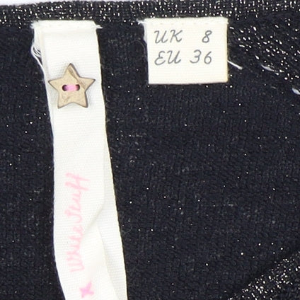 White Stuff Women's Black Viscose Knit Long Sleeve Top UK 8