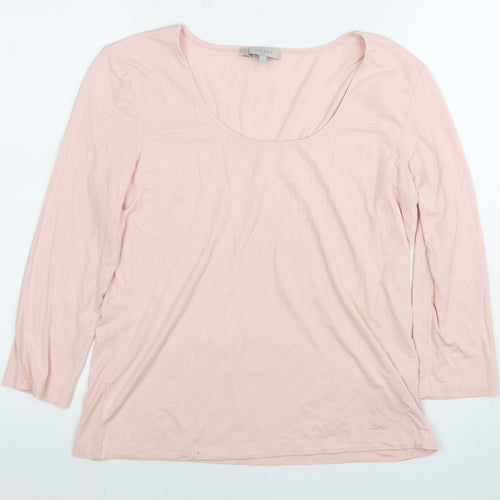 Hobbs Women Pink Cotton 3/4 Sleeve T-Shirt Large