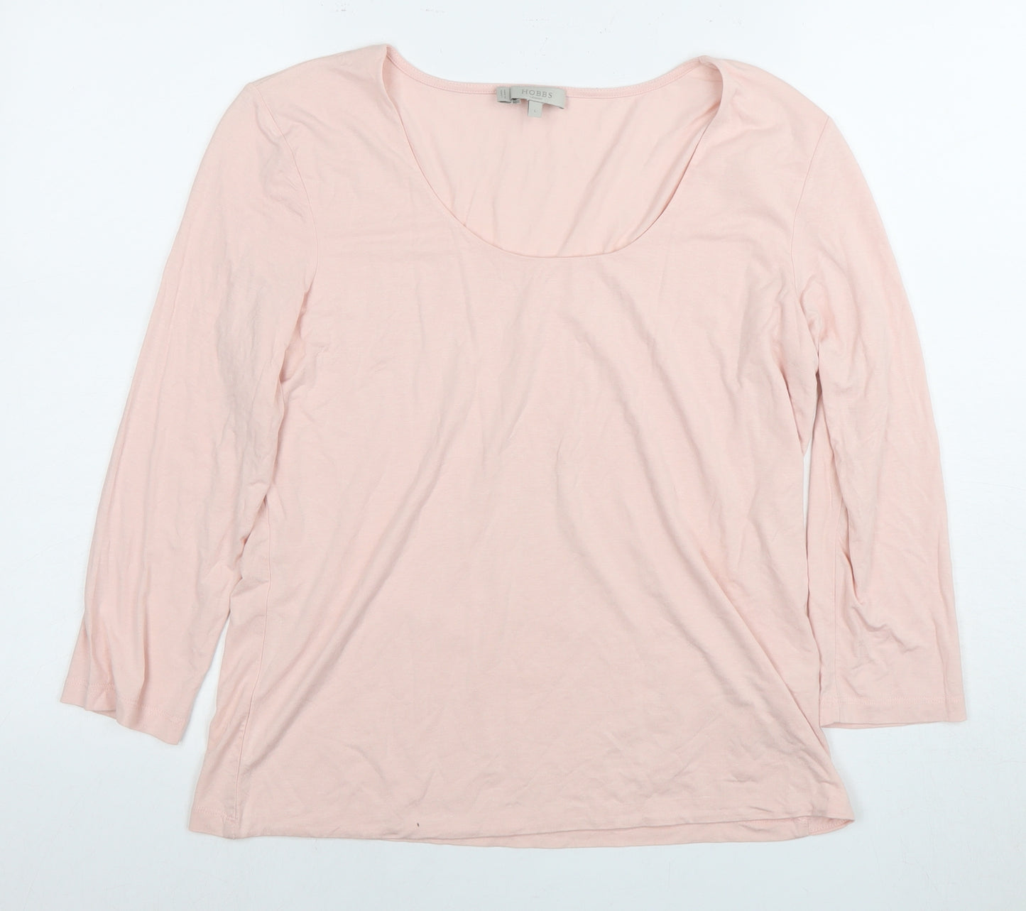 Hobbs Women Pink Cotton 3/4 Sleeve T-Shirt Large