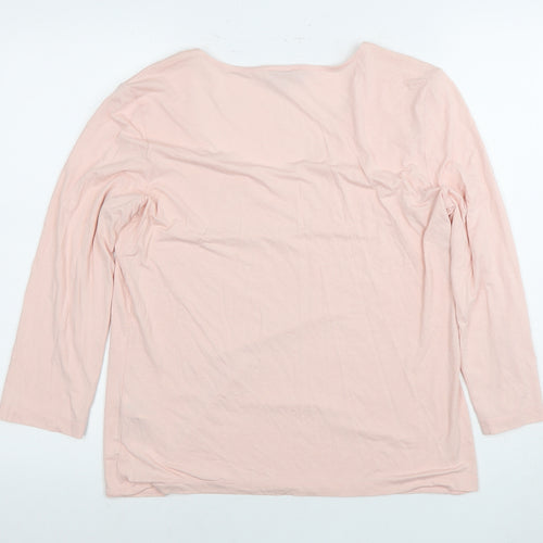Hobbs Women Pink Cotton 3/4 Sleeve T-Shirt Large