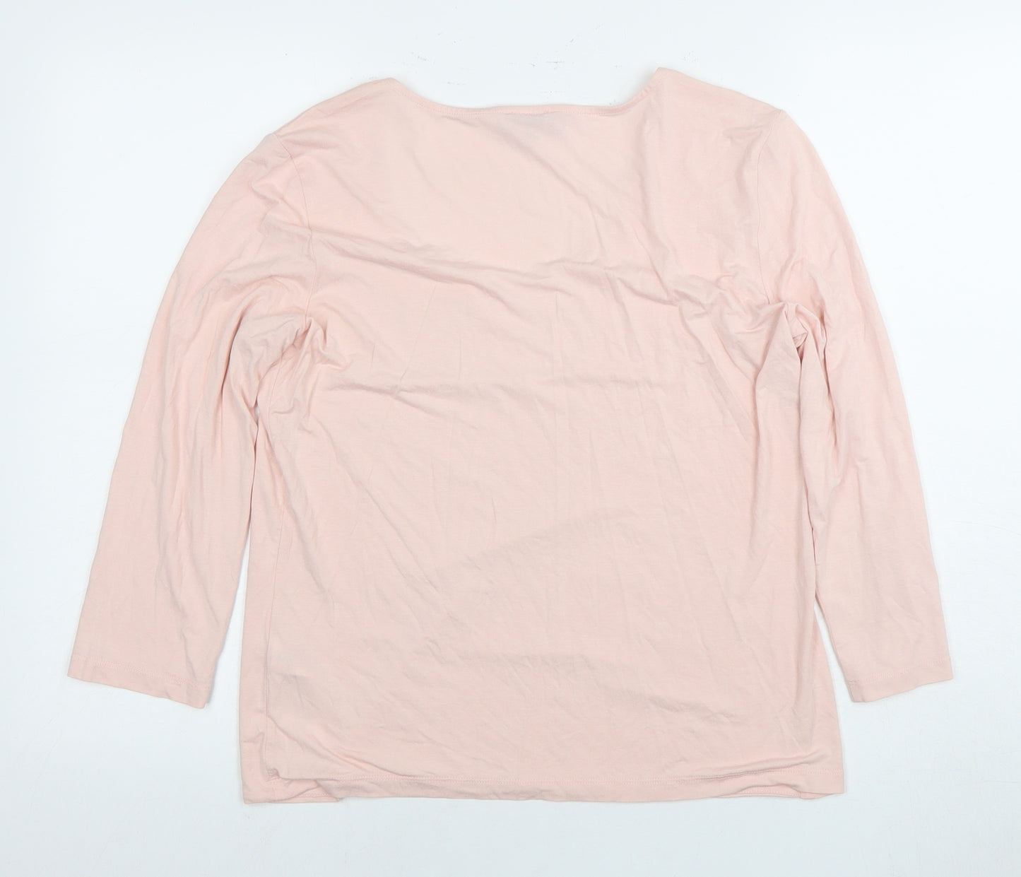 Hobbs Women Pink Cotton 3/4 Sleeve T-Shirt Large