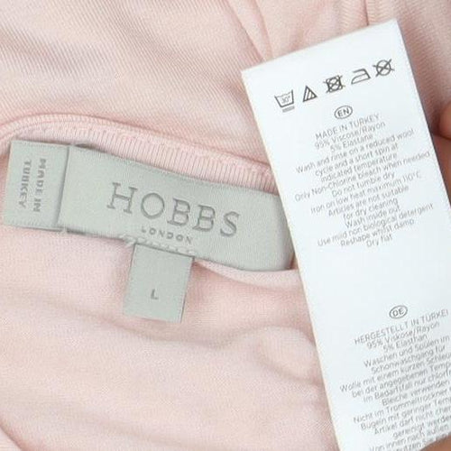 Hobbs Women Pink Cotton 3/4 Sleeve T-Shirt Large