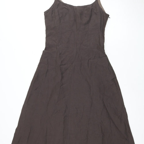 Jigsaw Women Brown Midi Dress Size 12 Sleeveless