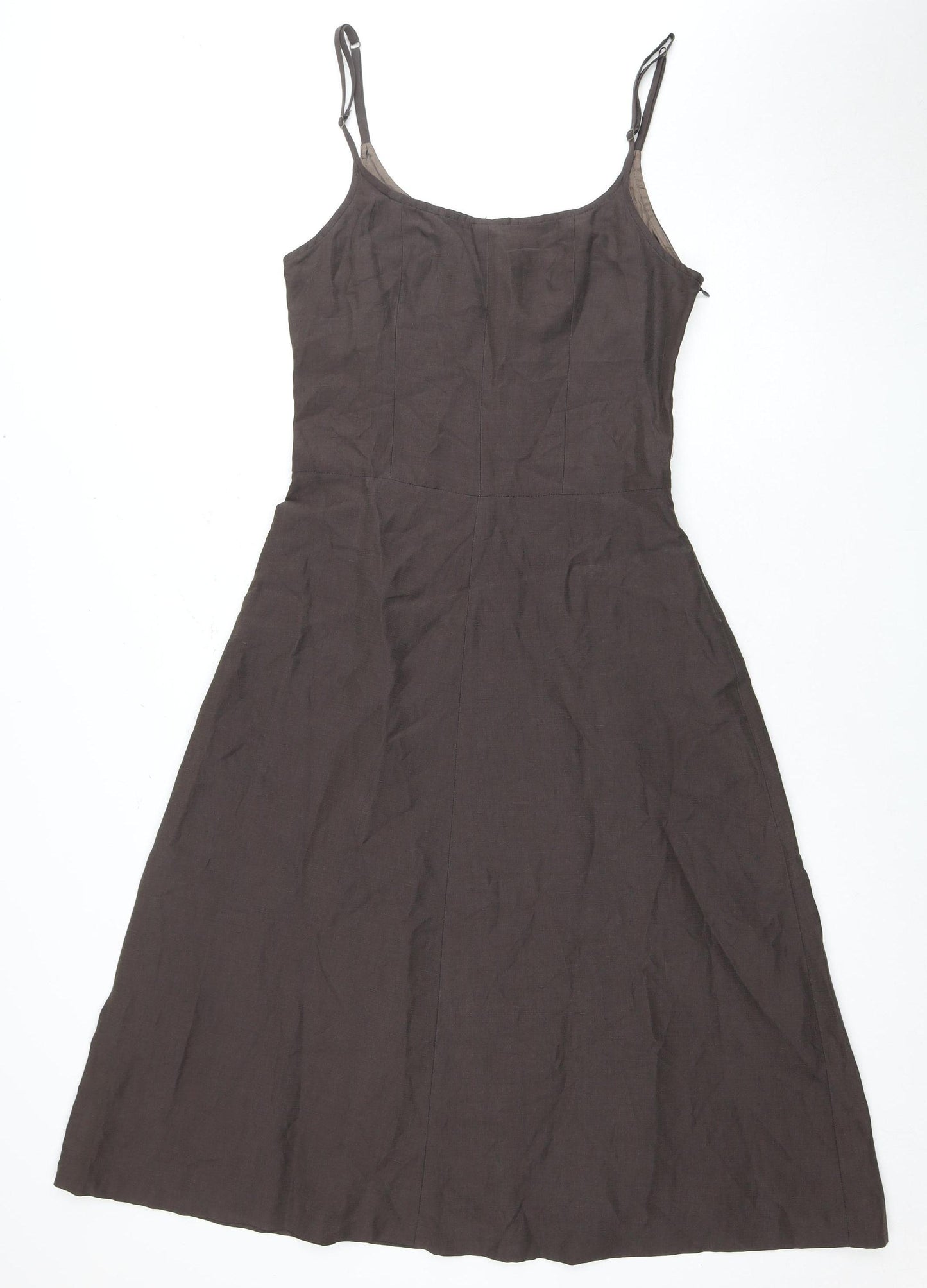 Jigsaw Women Brown Midi Dress Size 12 Sleeveless