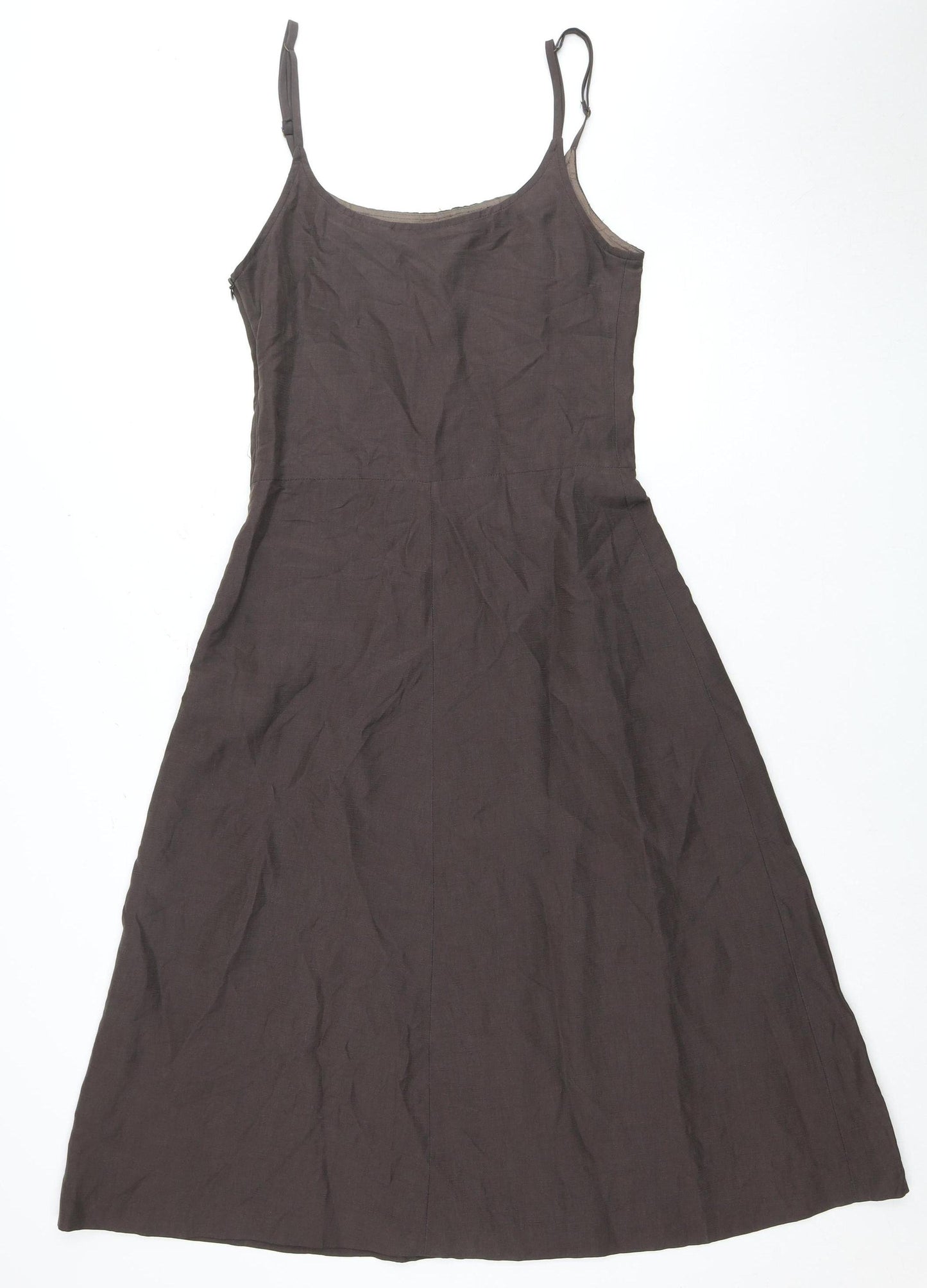Jigsaw Women Brown Midi Dress Size 12 Sleeveless