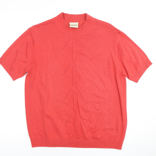 Eastex Women's Red Knit Short Sleeve High Neck Top