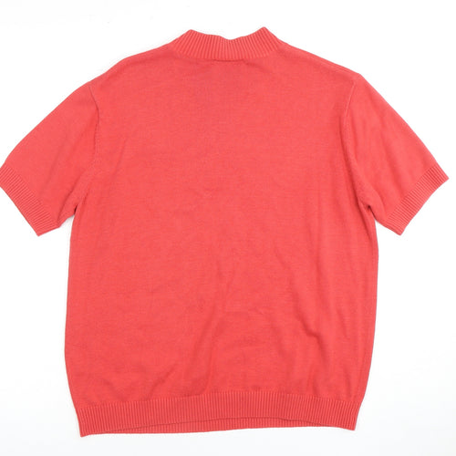Eastex Women's Red Knit Short Sleeve High Neck Top