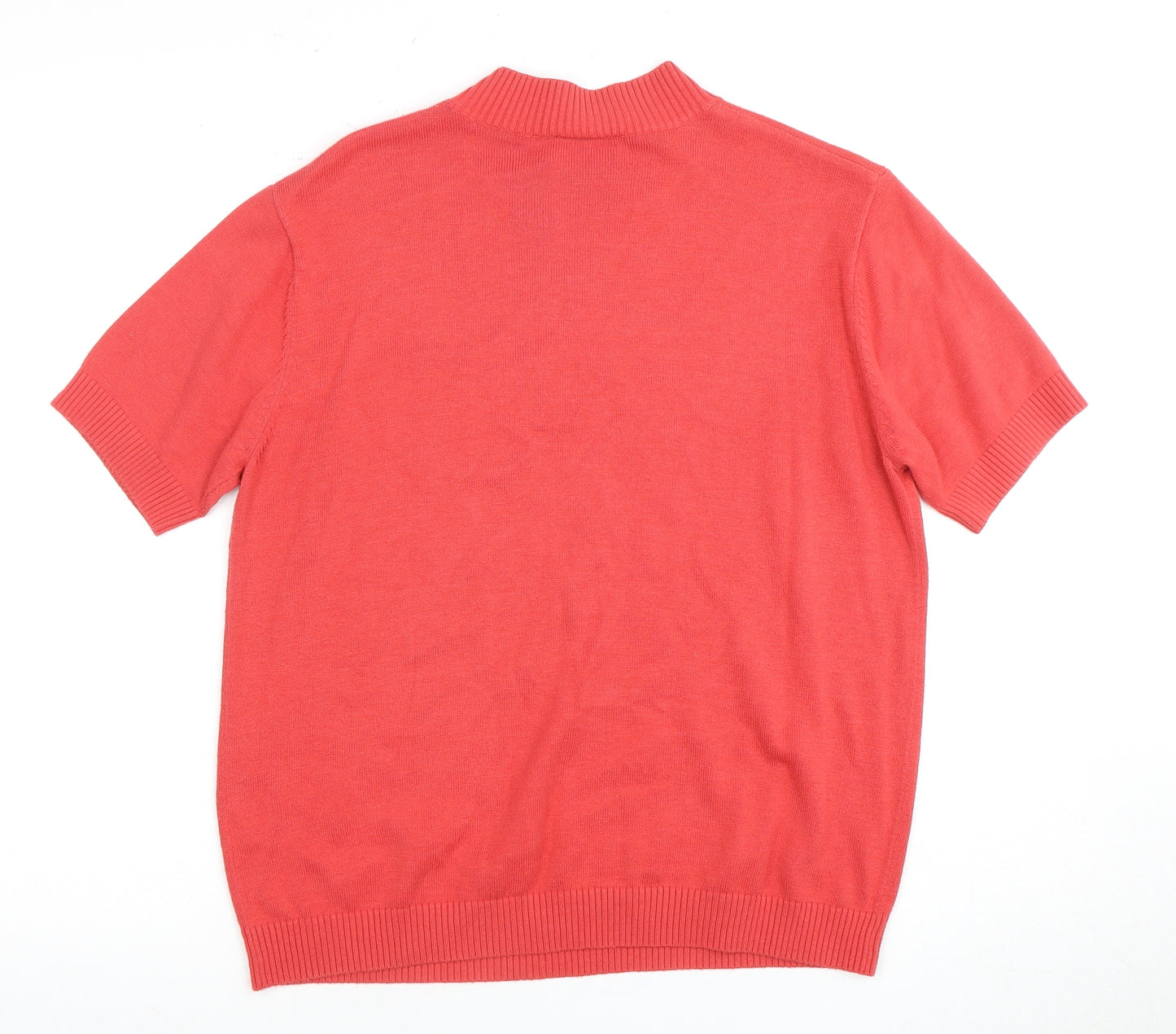 Eastex Women's Red Knit Short Sleeve High Neck Top