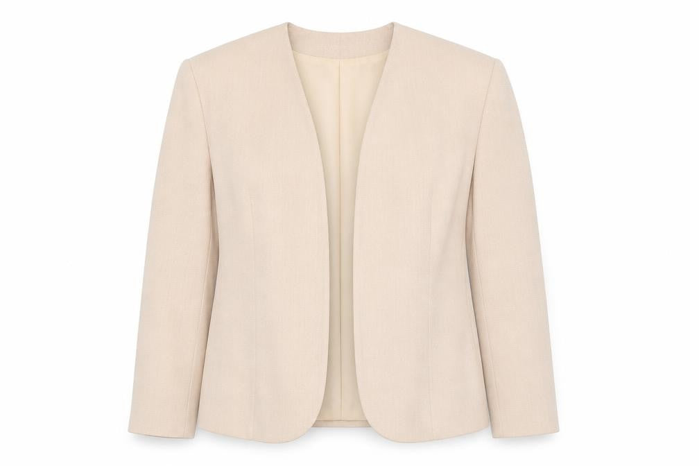 Front view of Jacques Vert Women's Beige Blazer, size 12, Formal Wear