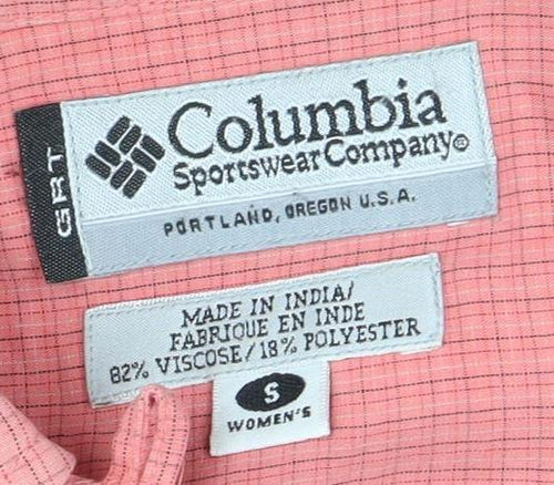 Columbia Women's Pink Button-Up Shirt, Size S, Elegant Casual Wear