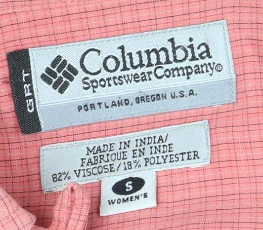 Columbia Women's Pink Button-Up Shirt, Size S, Elegant Casual Wear