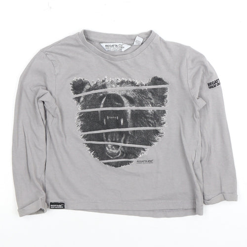 Regatta Boys Grey Animal Graphic Print Long Sleeve T-Shirt