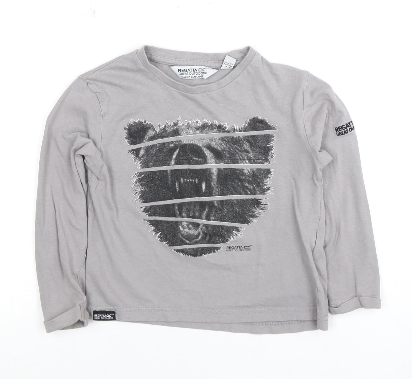 Regatta Boys Grey Animal Graphic Print Long Sleeve T-Shirt