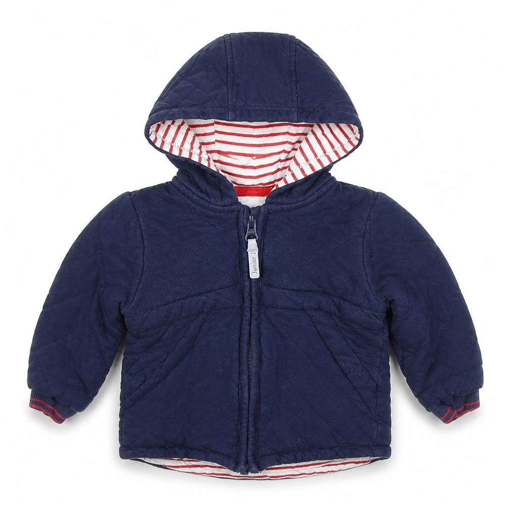 Front view of Jasper Conran Blue Puffer Jacket, unisex, 6-9 months