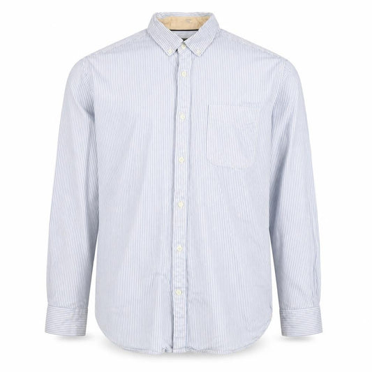 Front view of Jack & Jones Men's Blue Striped Medium Dress Shirt