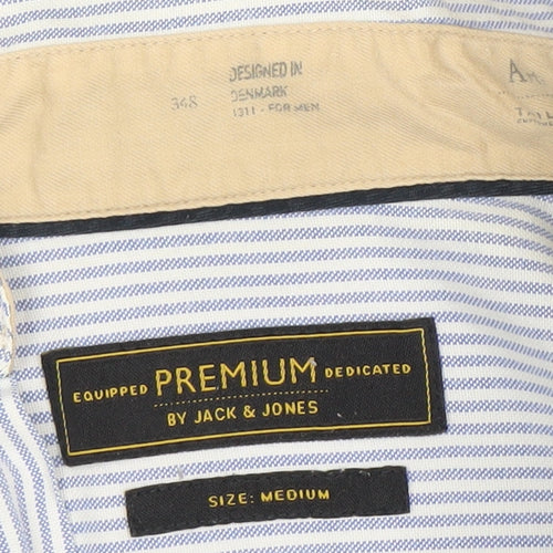 Jack & Jones Men's Blue Striped Medium Dress Shirt