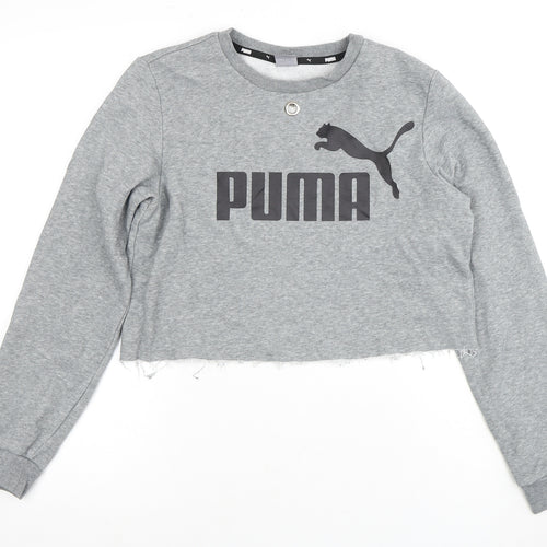 Puma Girls Grey Cropped Pullover Hoodie Size 14-15