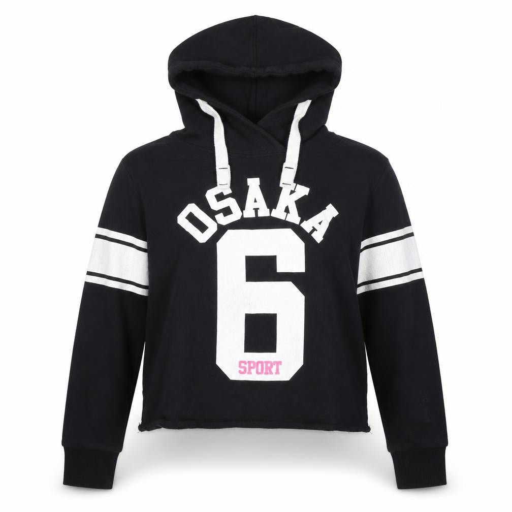 Front view of Superdry Women's Black XS Pullover Hoodie with Logo