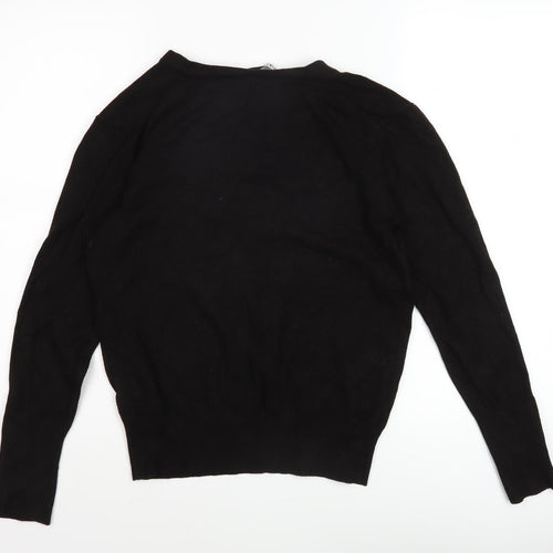 Zara Women's Black V-Neck Pullover Jumper Size 12