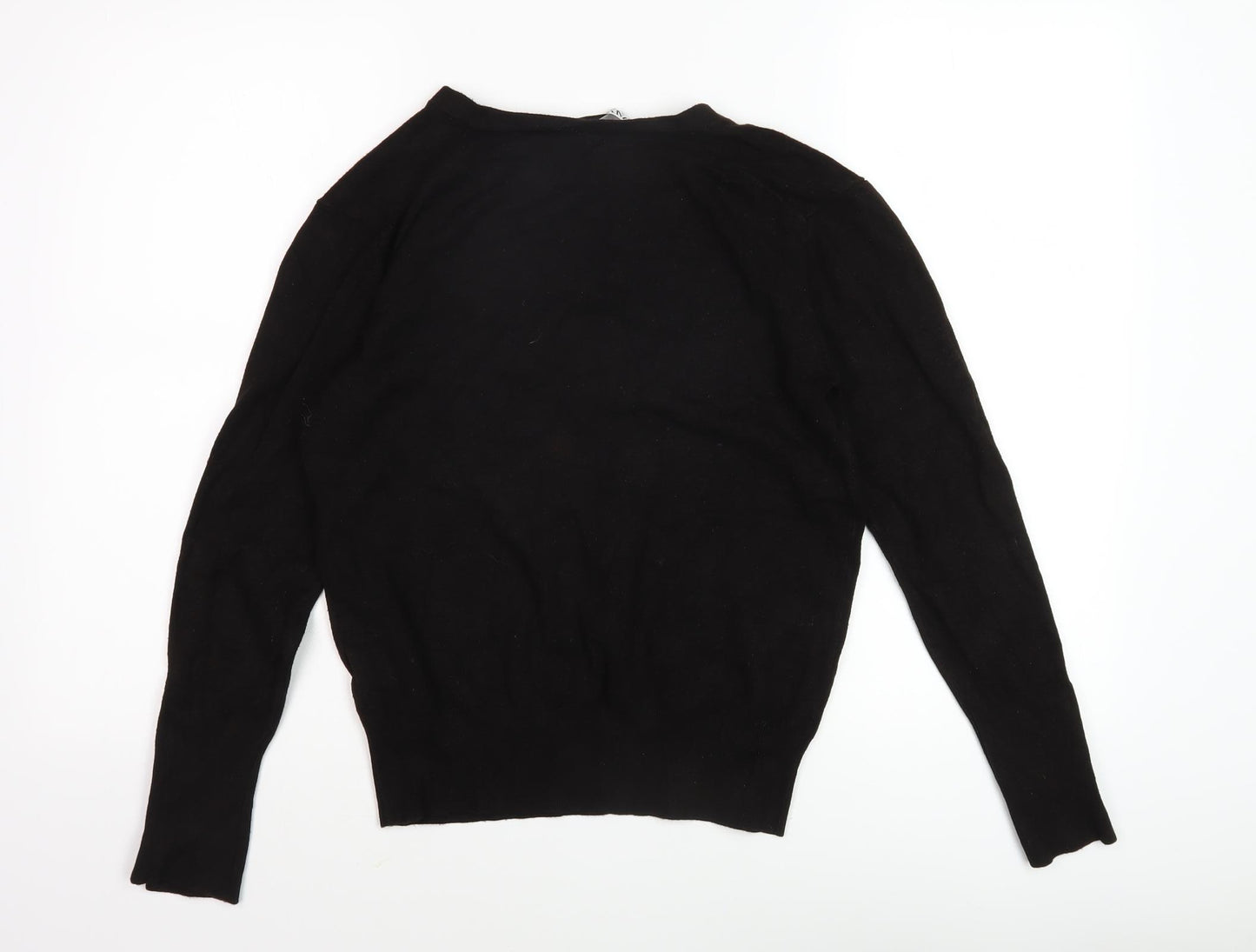 Zara Women's Black V-Neck Pullover Jumper Size 12