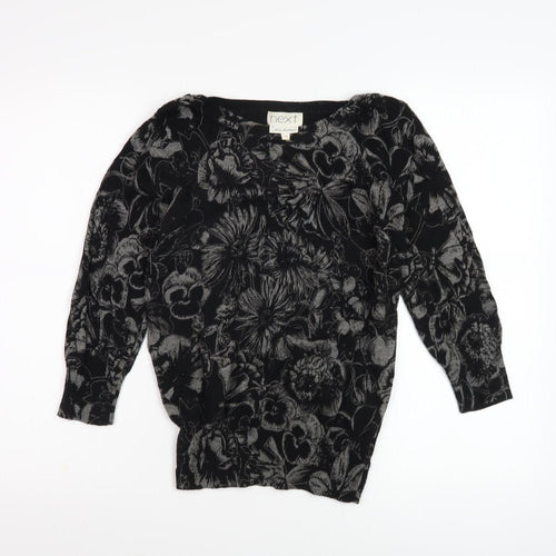 Next Women's Black Jumper Size 10 Floral Pattern