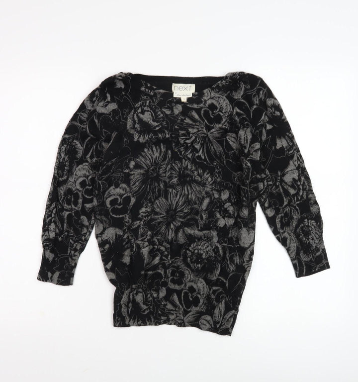 Next Women's Black Jumper Size 10 Floral Pattern