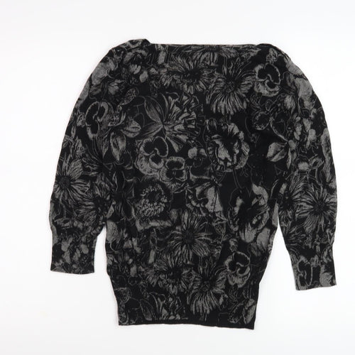 Next Women's Black Jumper Size 10 Floral Pattern