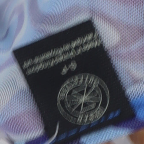 Stylish Women's Blue Geometric Wrap Blouse - Size 8