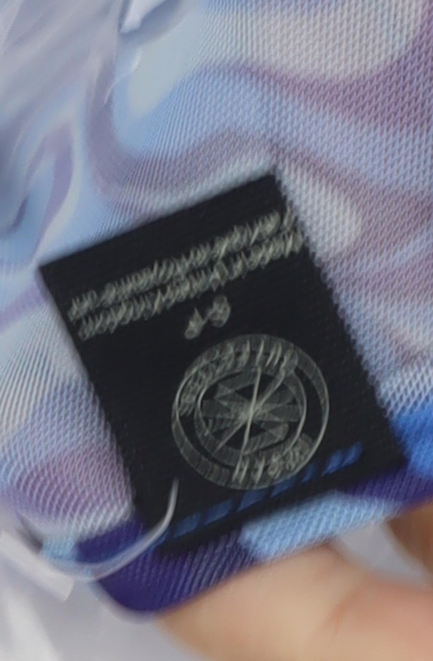 Stylish Women's Blue Geometric Wrap Blouse - Size 8