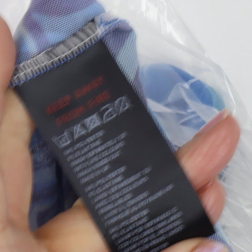 Stylish Women's Blue Geometric Wrap Blouse - Size 8