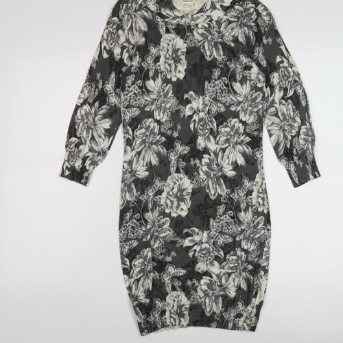Next Women's Black Floral Knee-Length Shift Dress