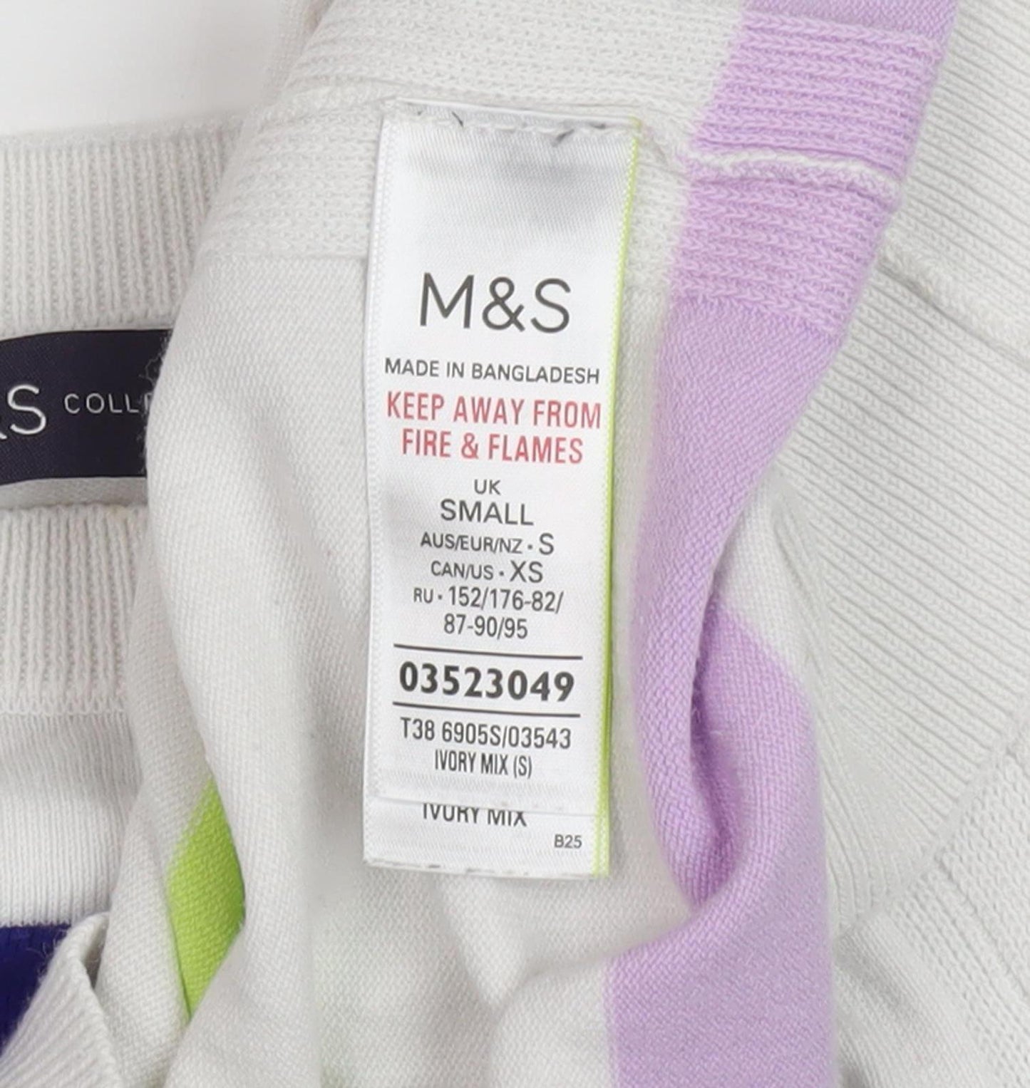 Marks and Spencer Women's Multicoloured Striped Pullover - S