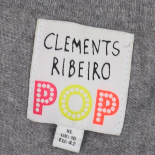 Clements Ribeiro Women's Grey Star Cardigan XL
