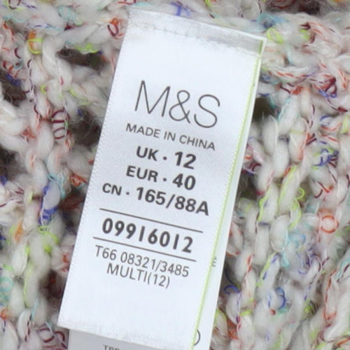 Marks and Spencer Women's Multicoloured Open-Knit Cardigan Size 12