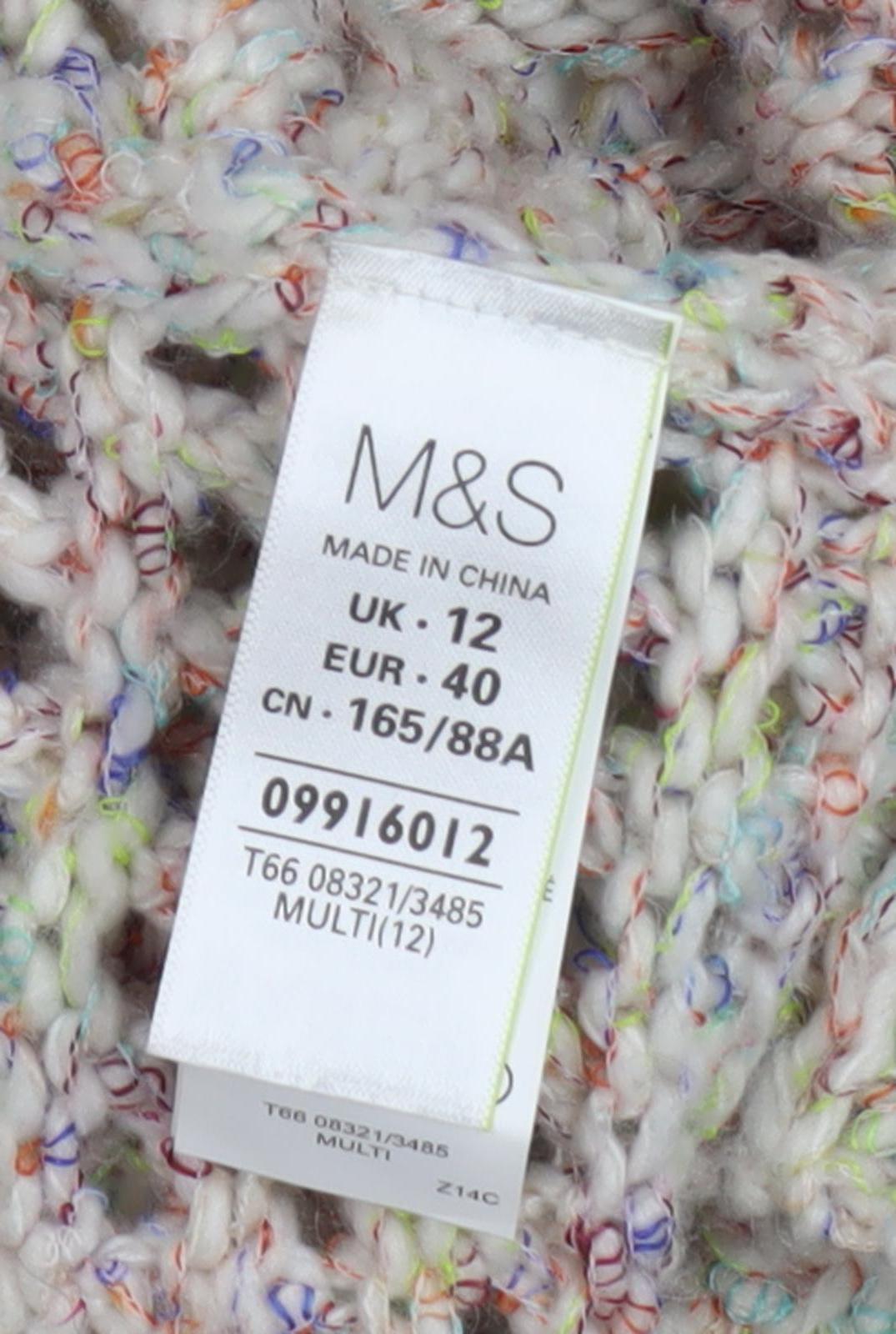 Marks and Spencer Women's Multicoloured Open-Knit Cardigan Size 12