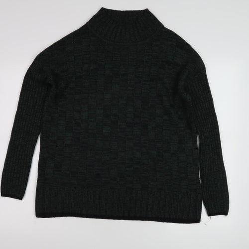 Women's Wool Knit Jumper Black Mock Neck S