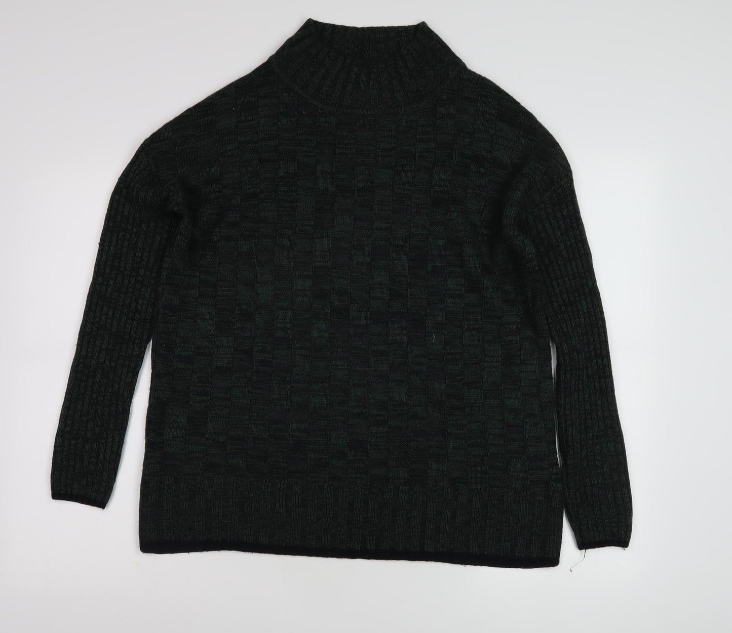 Women's Wool Knit Jumper Black Mock Neck S