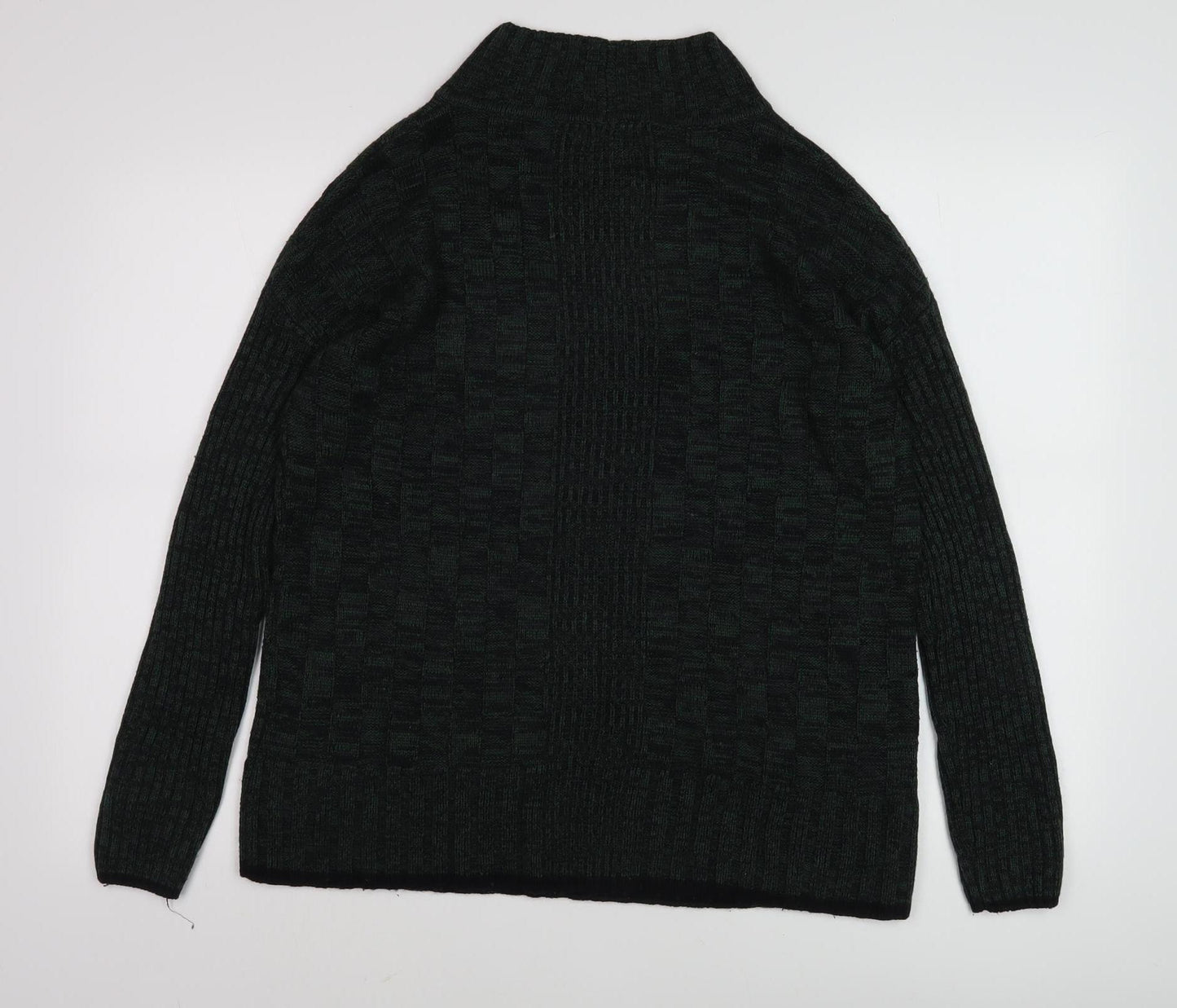 Women's Wool Knit Jumper Black Mock Neck S