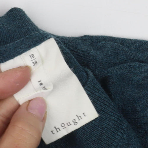 Thought Women's Green V-Neck Jumper, Size 10
