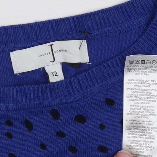 Jasper Conran Women's Blue Polka Dot Pullover Jumper Size 12